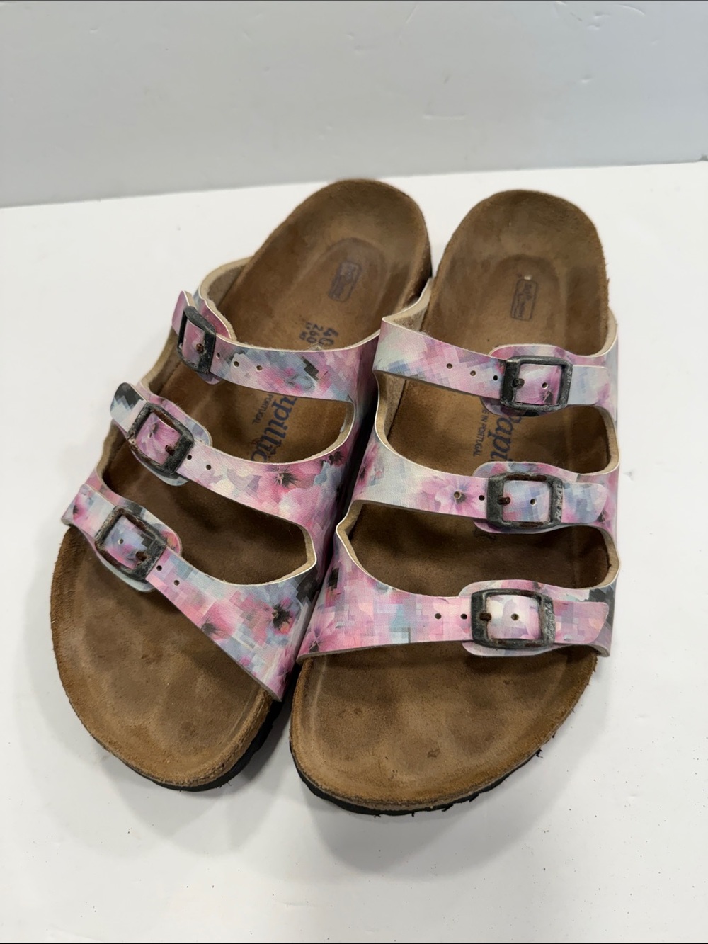 Papillio Women's Pink Floral Triple Strap Clogs